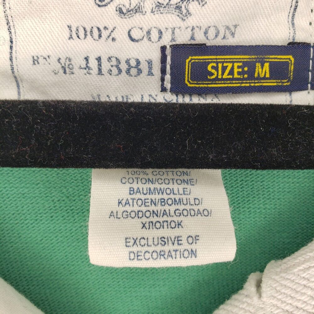 Ralph Lauren Rugby Y2K WELSH DRAGON Shirt Men M Stripe Logo Green White Red - Picture 6 of 6
